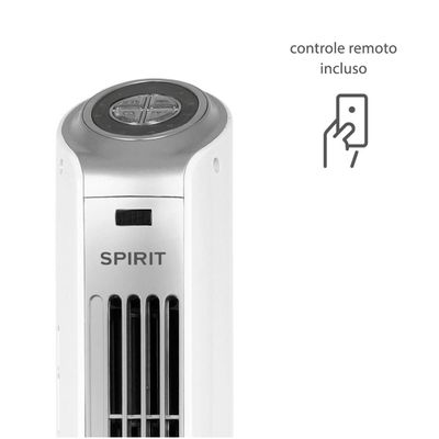 Ventilador de Torre 90cm Spirit Slim 40W de Potência com 3 Velocidades, Função Bom Sono e Vento Natural Branco com Prata / 110V