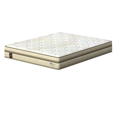 Cama Box Queen Size Probel Arezzo Revestido em Tecido Jacquard + Colchão com Pillow Euro e Molas Ensacadas Individualmente 26x188x158cm Branco com Bege