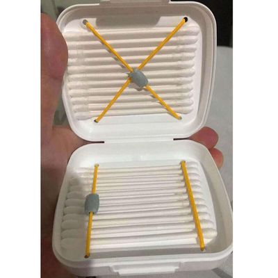 Kit 4 Porta Cotonetes Acessórios Branco Portátil para Viagem Estojo com Elástico Interno Crippa