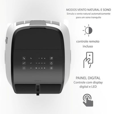 Climatizador de Ar Spirit Master 90cm 110W com Controle Remoto Display LED, Timer de até 8 horas, 20 Litros  110V Branco / 220V