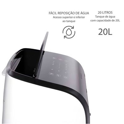 Climatizador de Ar Spirit Master 90cm 110W com Controle Remoto Display LED, Timer de até 8 horas, 20 Litros  110V Branco / 220V