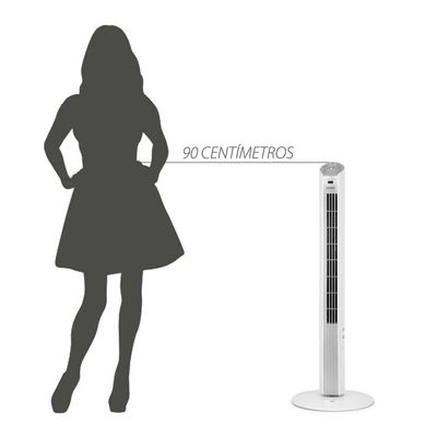 Ventilador de Torre 90cm Spirit Easy 40W de Potência e 3 Velocidades Branco com Prata / 110V
