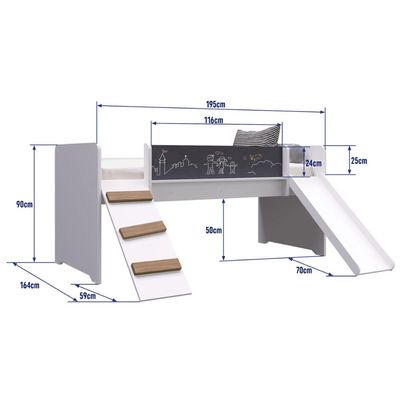 Cama Infantil Playground com Escorregador e Rampa Branca