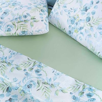 Jogo De Cama Lençol Maggy Queen 4 Peças Percale 200 Fios Estampado Forest Floral Verde 80% Algodão - 20% Poliéster