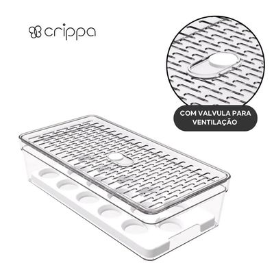 Organizador Porta 15 Ovos com Grade e Tampa Transparente Crippa Geladeira Cozinha