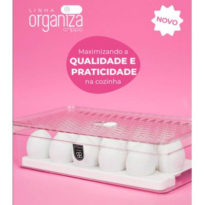 Organizador Porta 15 Ovos com Grade e Tampa Transparente Crippa Geladeira Cozinha