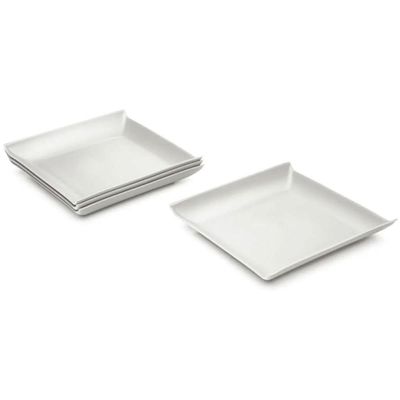 24 Pratos Quadrados Brancos Plástico Cozy Coza 21cm Lanchonete Restaurantes Bares Padaria