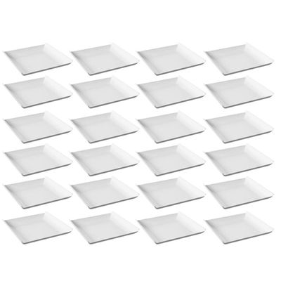 24 Pratos Quadrados Brancos Plástico Cozy Coza 21cm Lanchonete Restaurantes Bares Padaria