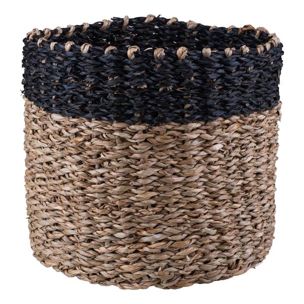 Cesto Decorativo Redondo Cazza Tiki 16,5 cm x 18cm Preto