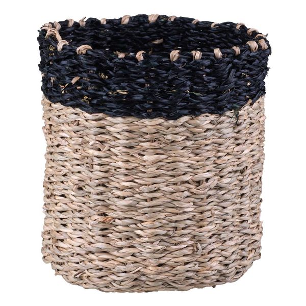 Cesto Decorativo Redondo Cazza Tiki 14x13cm Preto
