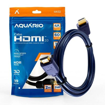 Cabo Hdmi Aquario 4k02 4k Macho X Macho 2.0 2m