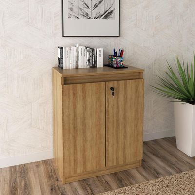 Balcão para Escritório com 2 Portas e Chave ME4149 Amêndoa Tecnomobili