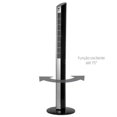 Ventilador de Torre Spirit TS1200 com 3 Velocidades, Função Oscilante e Controle Remoto Preto / 110V