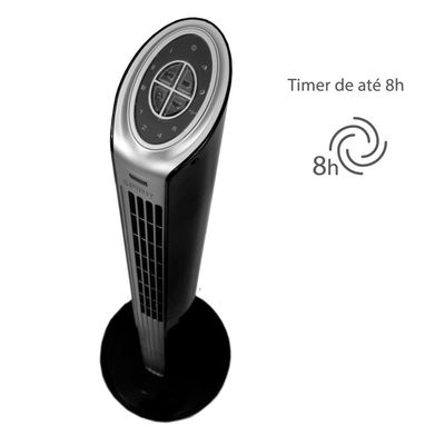 Ventilador de Torre Spirit TS1200 com 3 Velocidades, Função Oscilante e Controle Remoto Preto / 220V