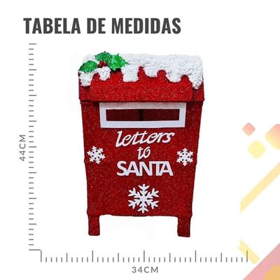 Enfeite Caixa De Correio Papai Noel 3d Com Lampadas Led
