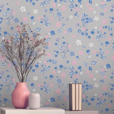Papel de Parede House of Turnowsky Floral Cinza 389074