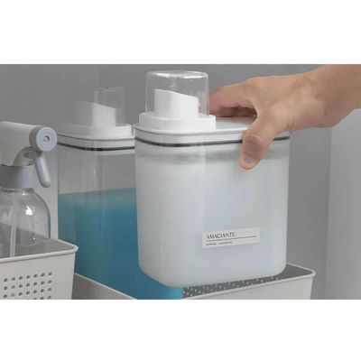 Kit 2 Dispenser para Sabão Líquido Amaciante 1,5L e 2,3L Flow Tampa Medidora Ou