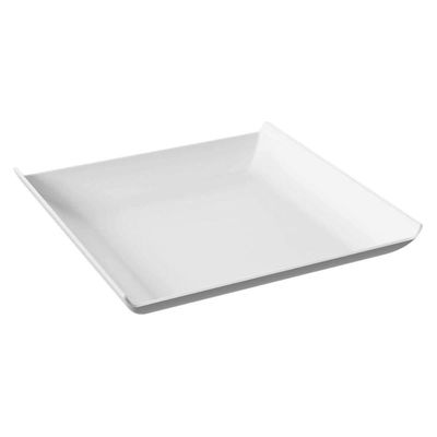 Prato Quadrado Branco Avulso Plástico Cozy Coza 20,6x2,6cm Lanchonete Padaria