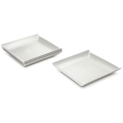 Prato Quadrado Branco Avulso Plástico Cozy Coza 20,6x2,6cm Lanchonete Padaria