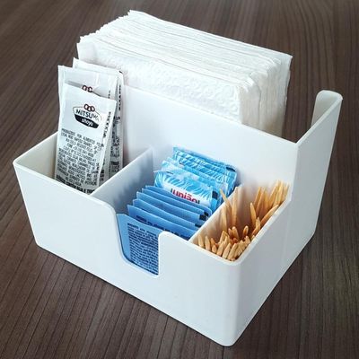 Kit 40 Portas Sachês Guardanapos Açúcar Organizador Multiuso Bancada Branco