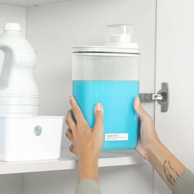 Dispenser para Sabão Líquido Amaciante 2,3L Flow Bege com Tampa Medidora Ou