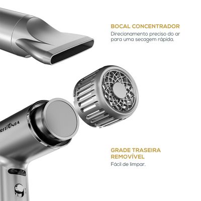 Secador de Cabelos Britânia 1600W Mais Silencioso BSC3400 127V