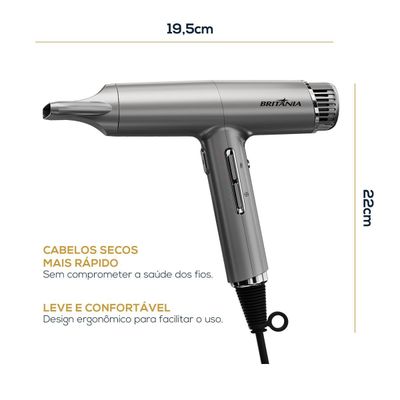 Secador de Cabelos Britânia 1600W Mais Silencioso BSC3400 127V