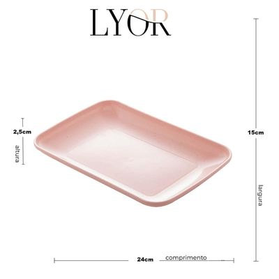Travessa Bandeja para Servir Retangular 24x15x2,5cm Sortida Petisco Sobremesa Sushi Lyor
