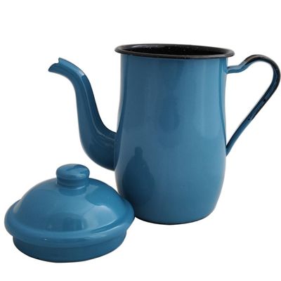 Bule De Café E Chá Em Aço Esmaltado 1,25 Litros Tradicional Azul