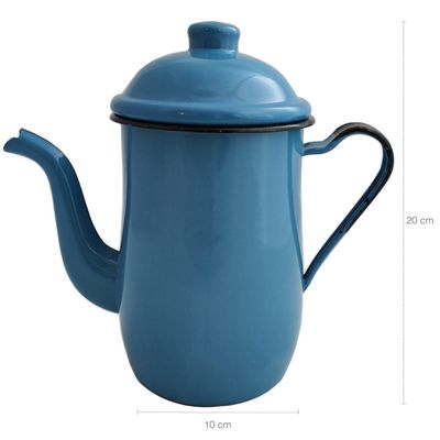 Bule De Café E Chá Em Aço Esmaltado 1,25 Litros Tradicional Azul