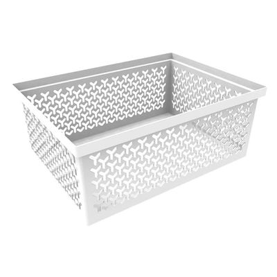 Kit 2 Cestos Organizador Crippa Grande Branco Retangular Escritório Closet Banheiro Lavanderia