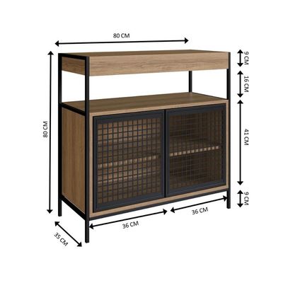 Gabinete de Banheiro 80cm  com 2 Portas P1038 Preto/Mel sem Cuba