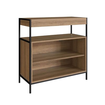 Gabinete de Banheiro 80cm  com 2 Portas P1038 Preto/Mel sem Cuba