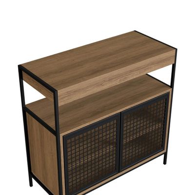 Gabinete de Banheiro 80cm  com 2 Portas P1038 Preto/Mel sem Cuba