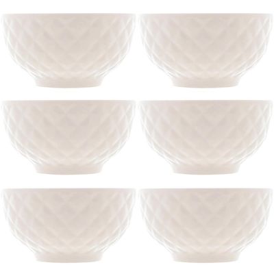 Kit 6 Cumbucas Porcelana Brancas 280ml Bowls Lyor Diamond Iogurte Sobremesa