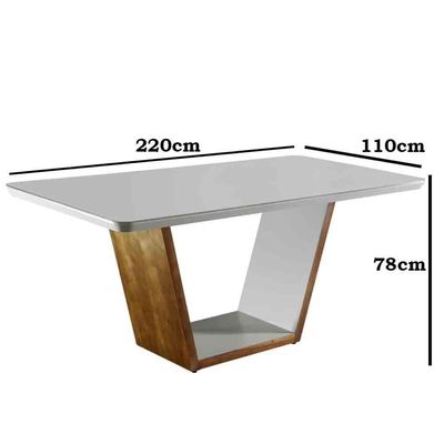 Mesa Para Sala Jantar Luna 220 Mobillare Off White/Imbuia