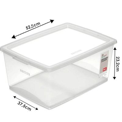 6 Caixas Organizadoras com Tampa 30L Empilháveis Click Ordene de Plástico