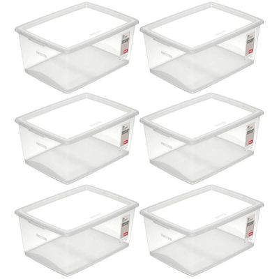 6 Caixas Organizadoras com Tampa 30L Empilháveis Click Ordene de Plástico
