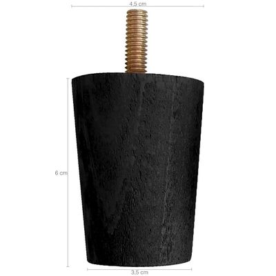 Kit 6 Pés Para Cama Box Solteiro 6cm Box Baú Preto Madeira