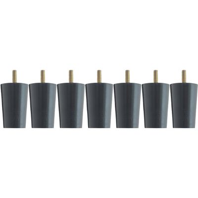 Kit 7 Pés Para Cama Box Casal Pezinhos 6cm Preto em Madeira