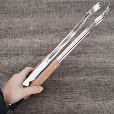 Pegador de Churrasco Carne Inox Cabo Longo Madeira 47cm Tramontina