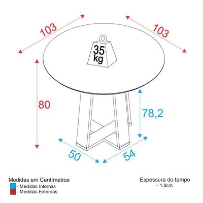 Mesa De Jantar Redonda 103cm Multimóveis Cr50043