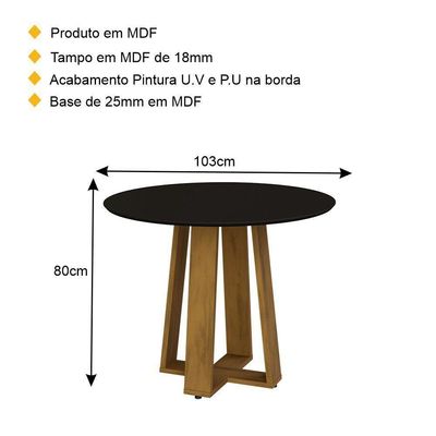 Mesa De Jantar Redonda 103cm Multimóveis Cr50043