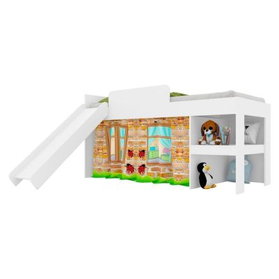 Cama Infantil Com Escorregador Para Colchão 188x88cm Multimóveis Cr40071 Branca Branco