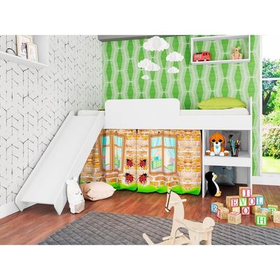 Cama Infantil Com Escorregador Para Colchão 188x88cm Multimóveis Cr40071 Branca Branco
