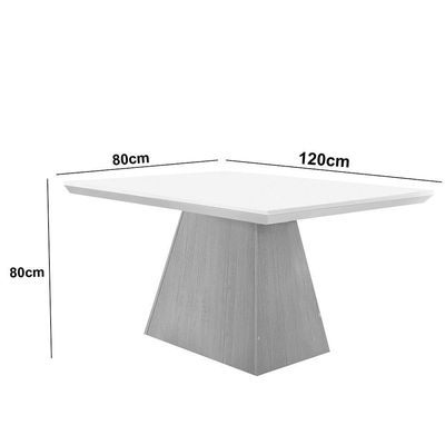 Mesa Sala De Jantar Aida 120cm Em Mdf E Vidro Com Canto