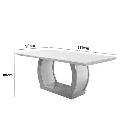 Mesa Para Sala De Jantar 180cm Em Mdf E Vidro Com Canto Copo