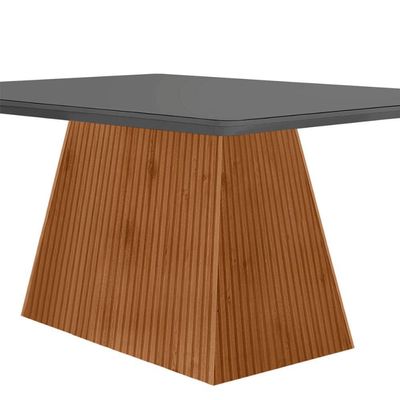 Mesa Sala De Jantar Aida 180cm Em Mdf E Vidro Com Canto Copo