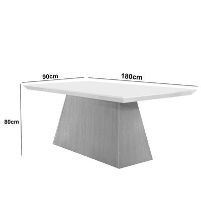 Mesa Sala De Jantar Aida 180cm Em Mdf E Vidro Com Canto Copo