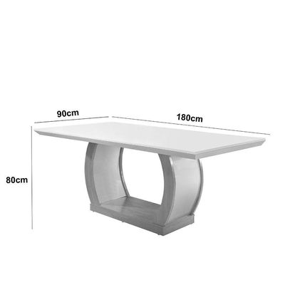 Mesa Sala De Jantar 180cm Milena Em Mdf E Vidro Off White